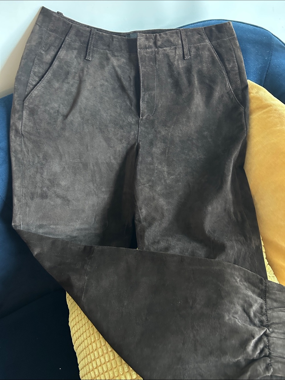 Danier Dark Brown Suede Tapered Jogger Trousers